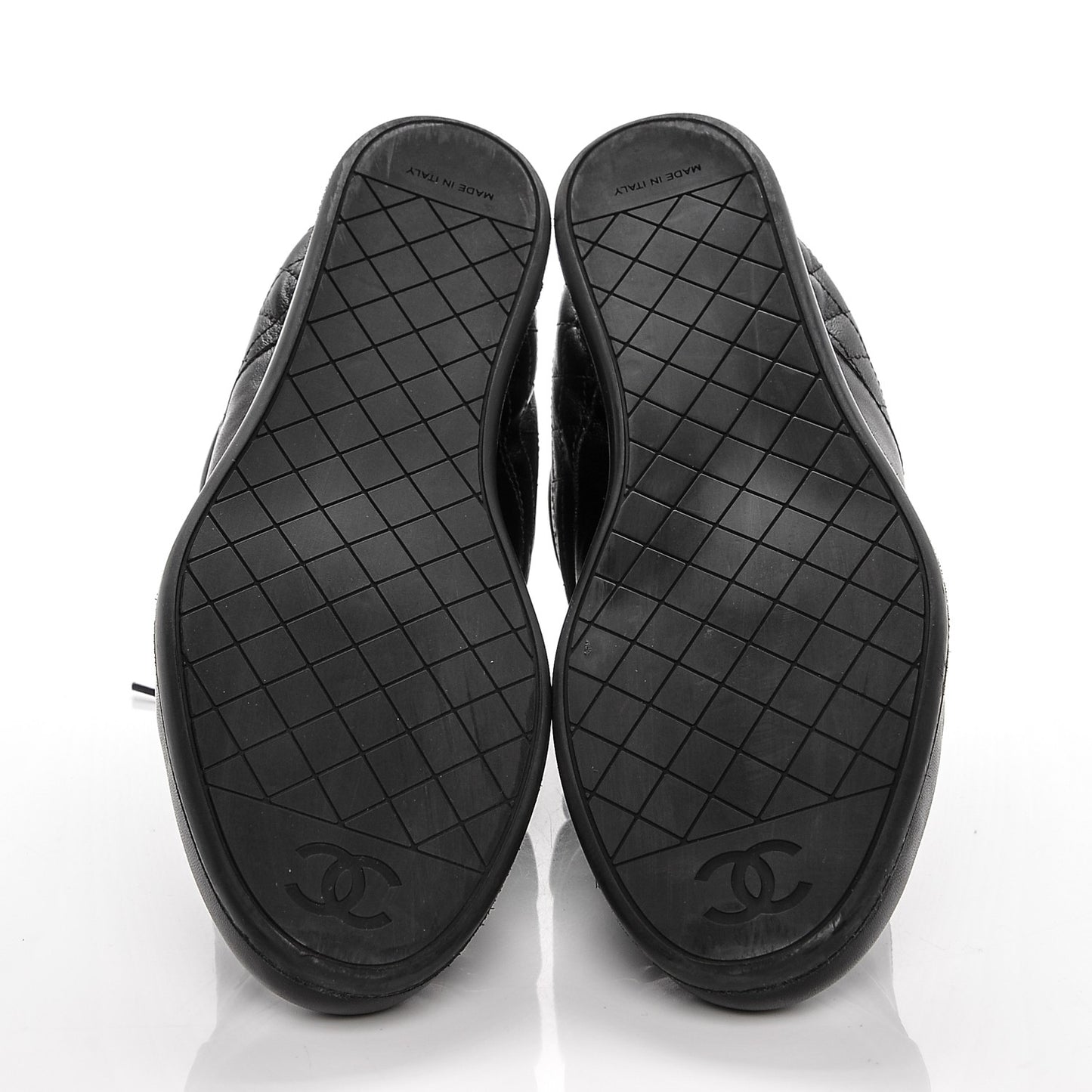 Lambskin Quilted High Top Sneakers 42 Black