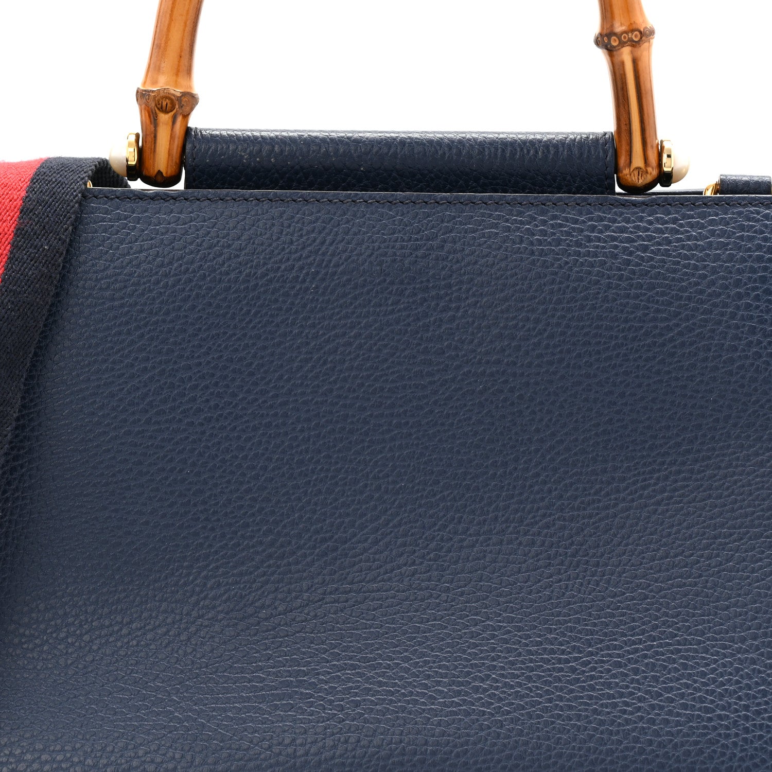 Gucci Nappa Bamboo Web Small Nymphaea Top Handle Bag Navy 1796495