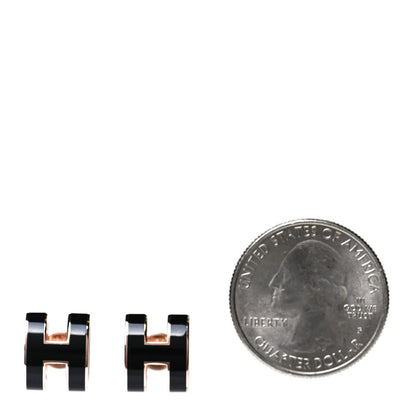 Hermes Rose Gold Lacquered Mini Pop H Earrings Black 2 of 4