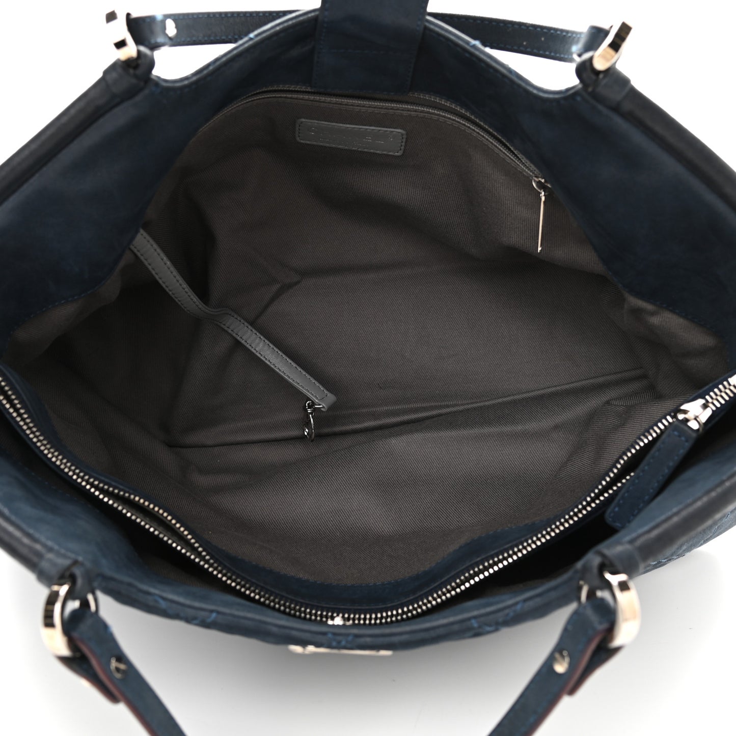 Iridescent Calfskin Quilted Small Sea Hit Tote Navy