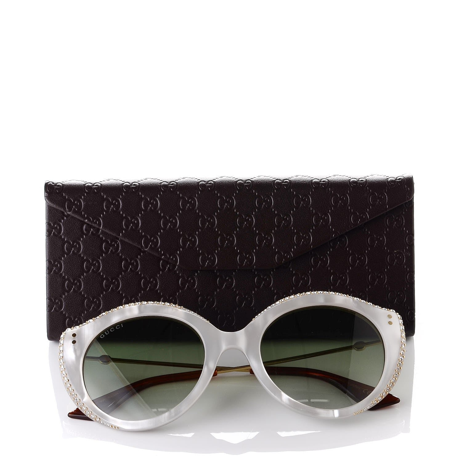Gucci Crystal Cat Eye GG0214S Sunglasses White 8 of 8