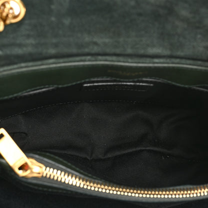 Saint Laurent Suede Calfskin Y Quilted Monogram Small Loulou Chain Satchel Green 7 of 16