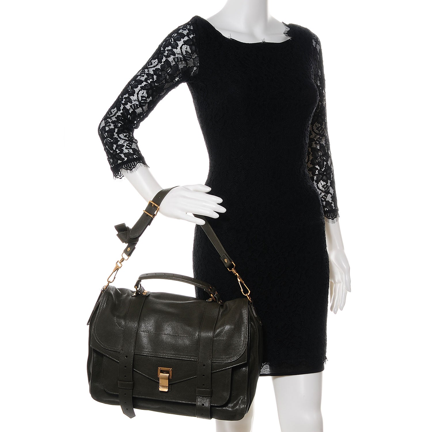 Proenza Schouler Lambskin PS1 Large Satchel Military 2 of 8