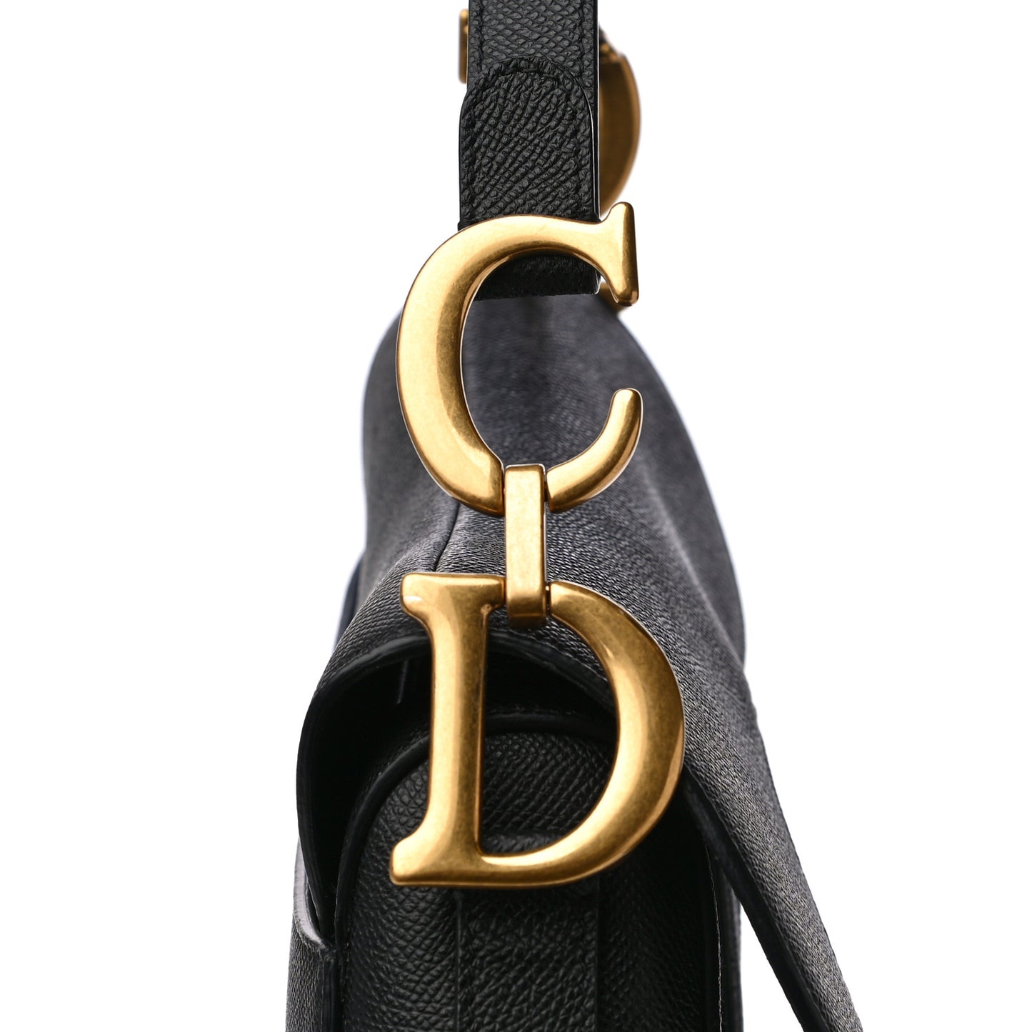 Grained Calfskin Saddle Bag Black