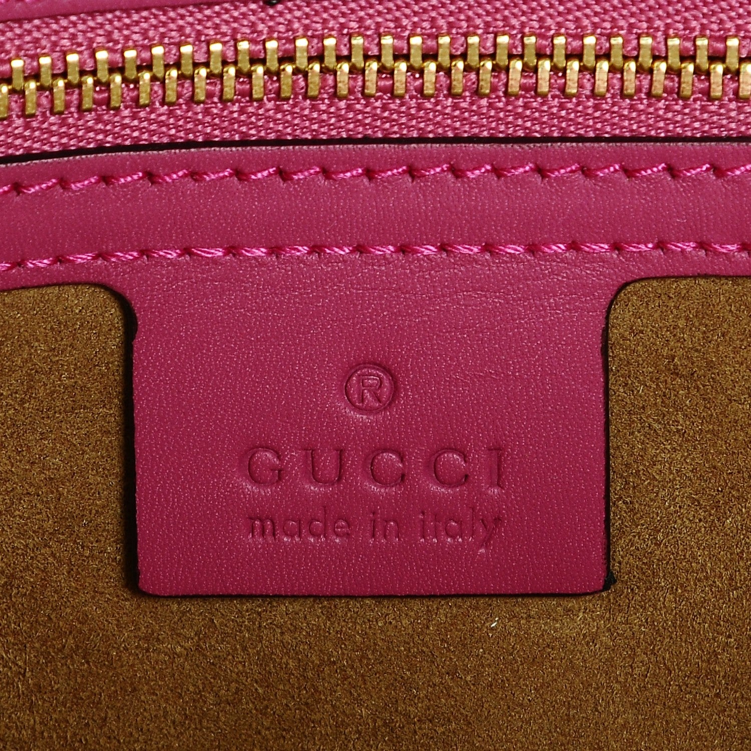 Gucci GG Supreme Monogram Medium Zippered Bucket Tote Beige Hibiscus Red New Rosette 6 of 6