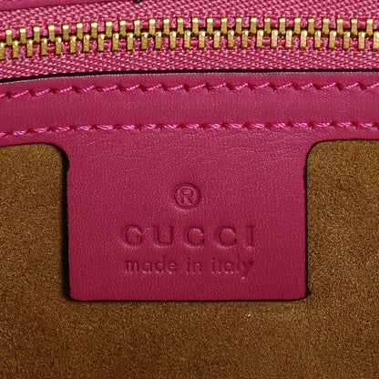 Gucci GG Supreme Monogram Medium Zippered Bucket Tote Beige Hibiscus Red New Rosette 6 of 6