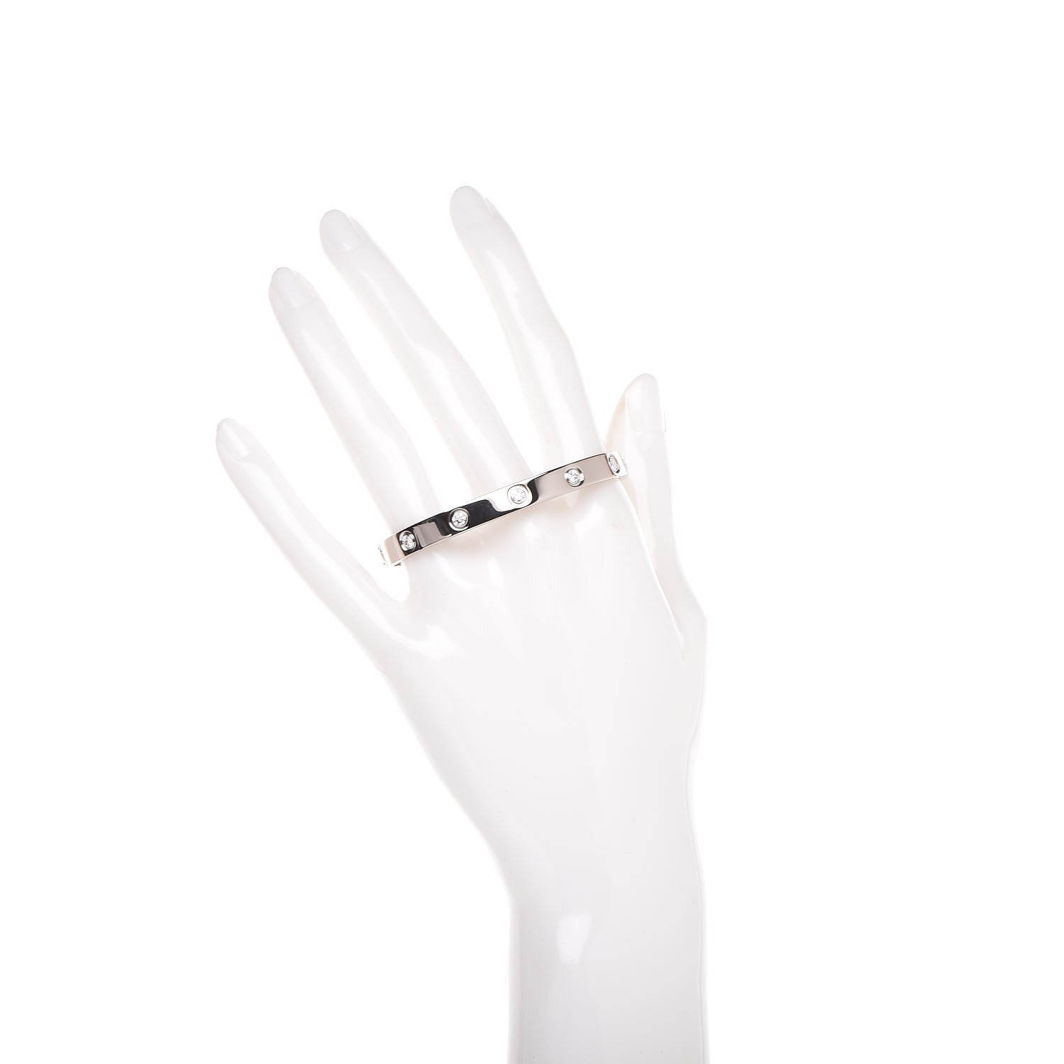 Cartier 18K White Gold 10 Diamond LOVE Bracelet 16 2 of 7