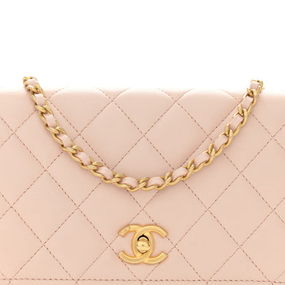 Chanel Lambskin Quilted CC Pearl Crush Wallet on Chain WOC Light Beige 9 of 12