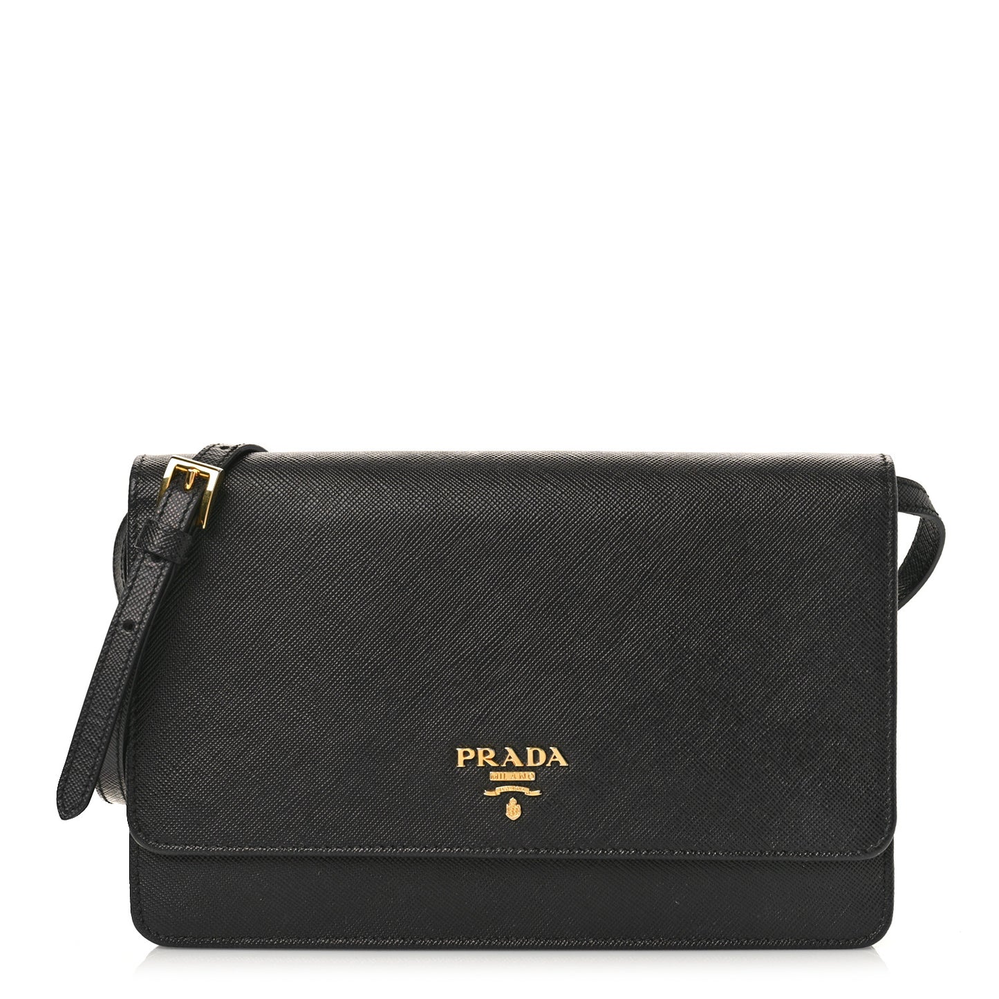Saffiano Vernice Mini Crossbody Wallet Black