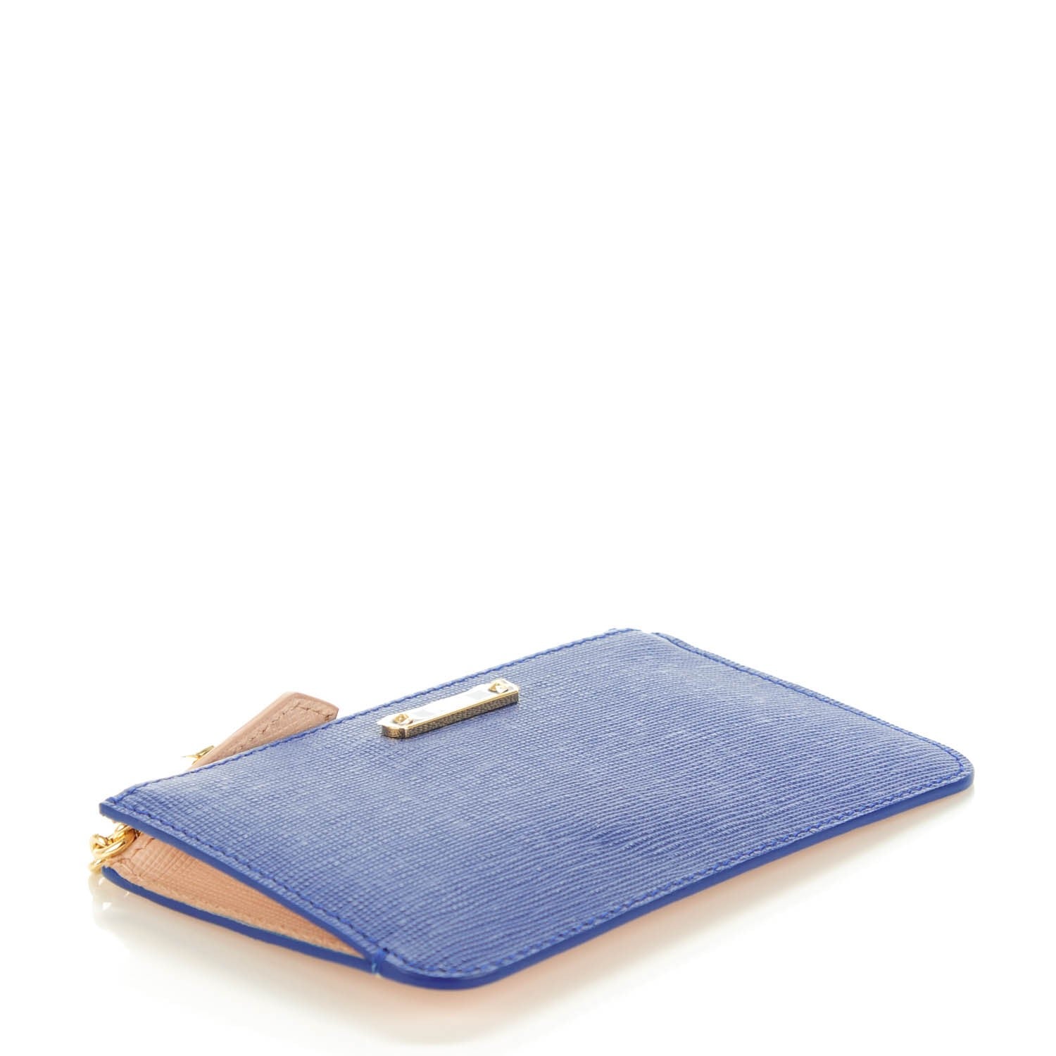 Fendi Vitello Elite Bi-Color Coin Pouch Key Case Blue Neon Plaster 3 of 7