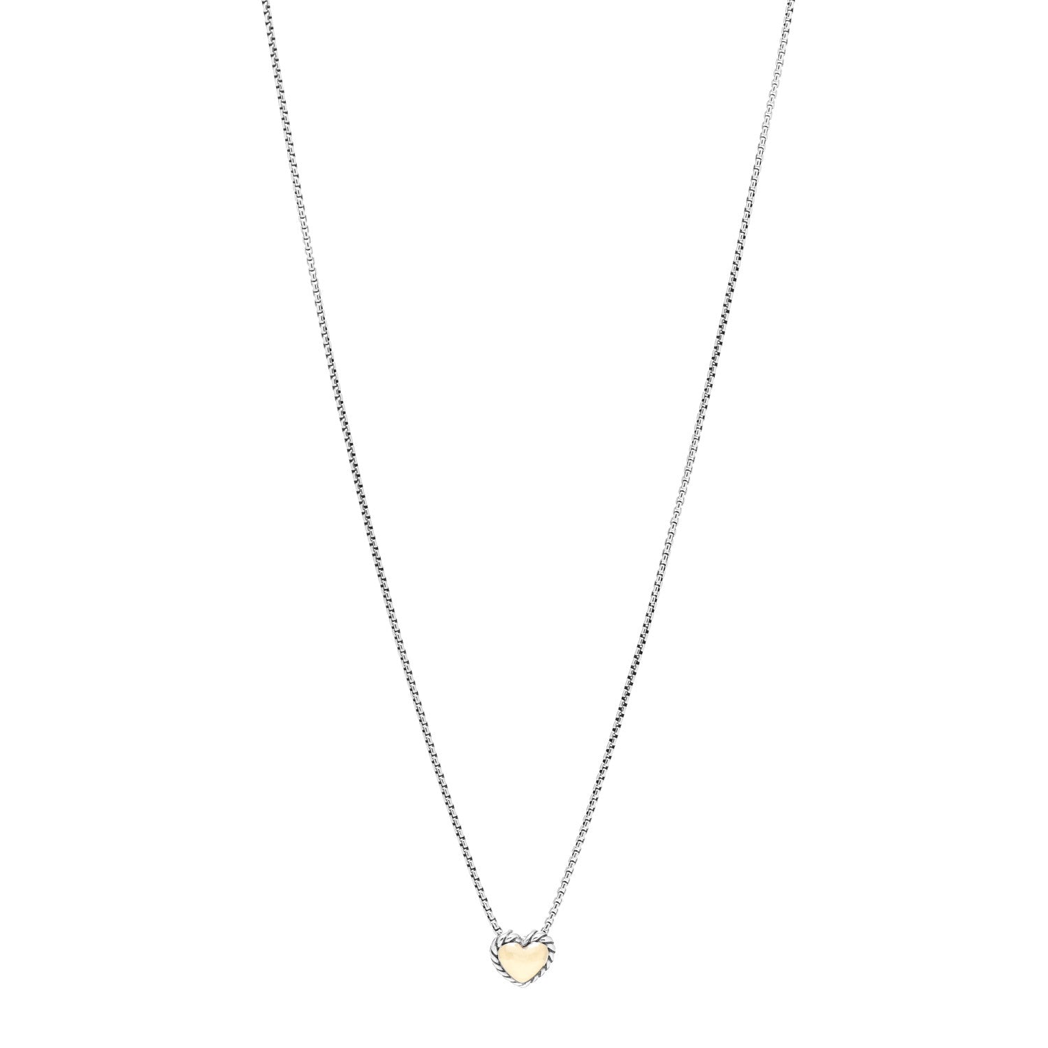 David Yurman Sterling Silver 18K Yellow Gold Cable Cookie Heart Pendant Necklace 1 of 4