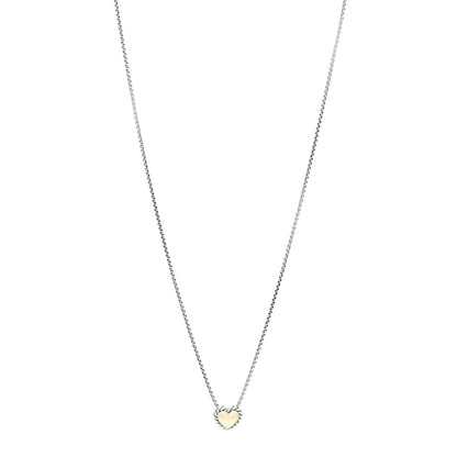 David Yurman Sterling Silver 18K Yellow Gold Cable Cookie Heart Pendant Necklace 1 of 4