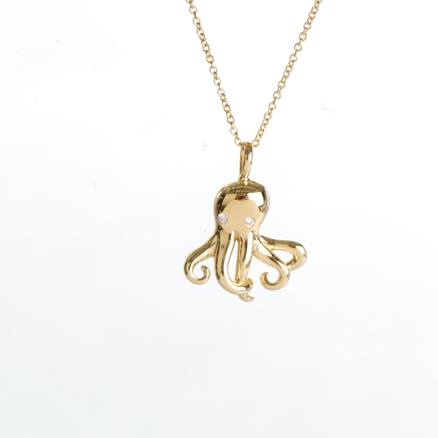 Tiffany 18K Yellow Gold Diamond Octopus Charm Pendant Necklace 3 of 6