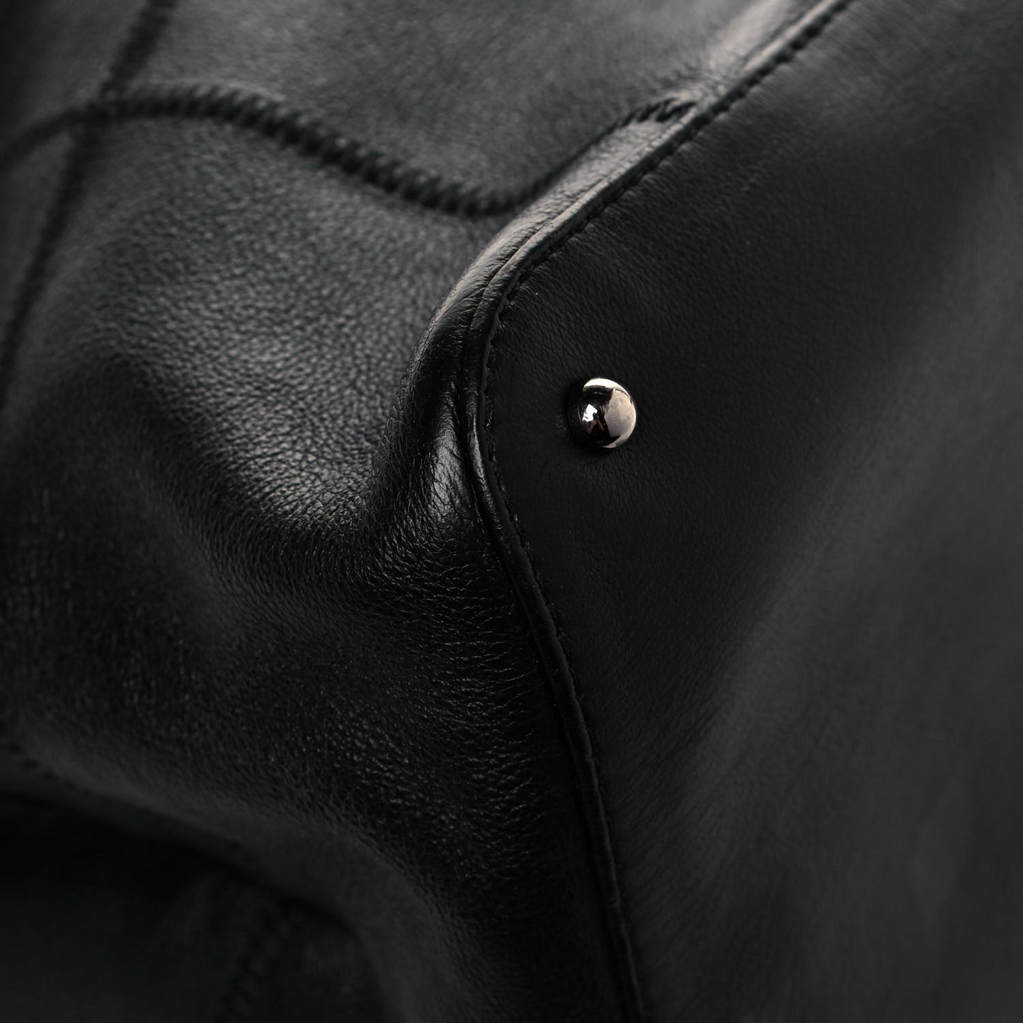 Calfskin Square Stitched Tassel Bag Black