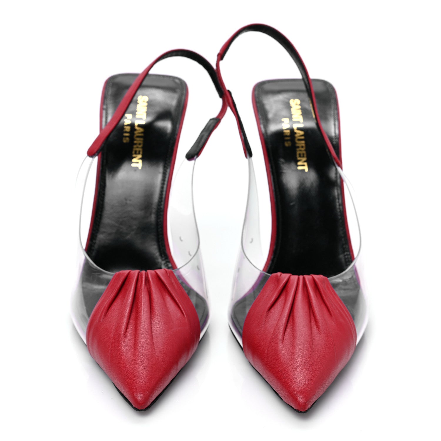 Saint Laurent Calfskin PVC Chica 115 Slingback Pumps 37.5 Red 2 of 7