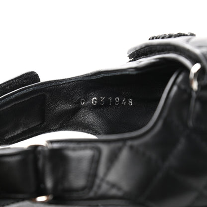 Chanel Lambskin Velcro Dad Sandals 40 Black 8 of 10