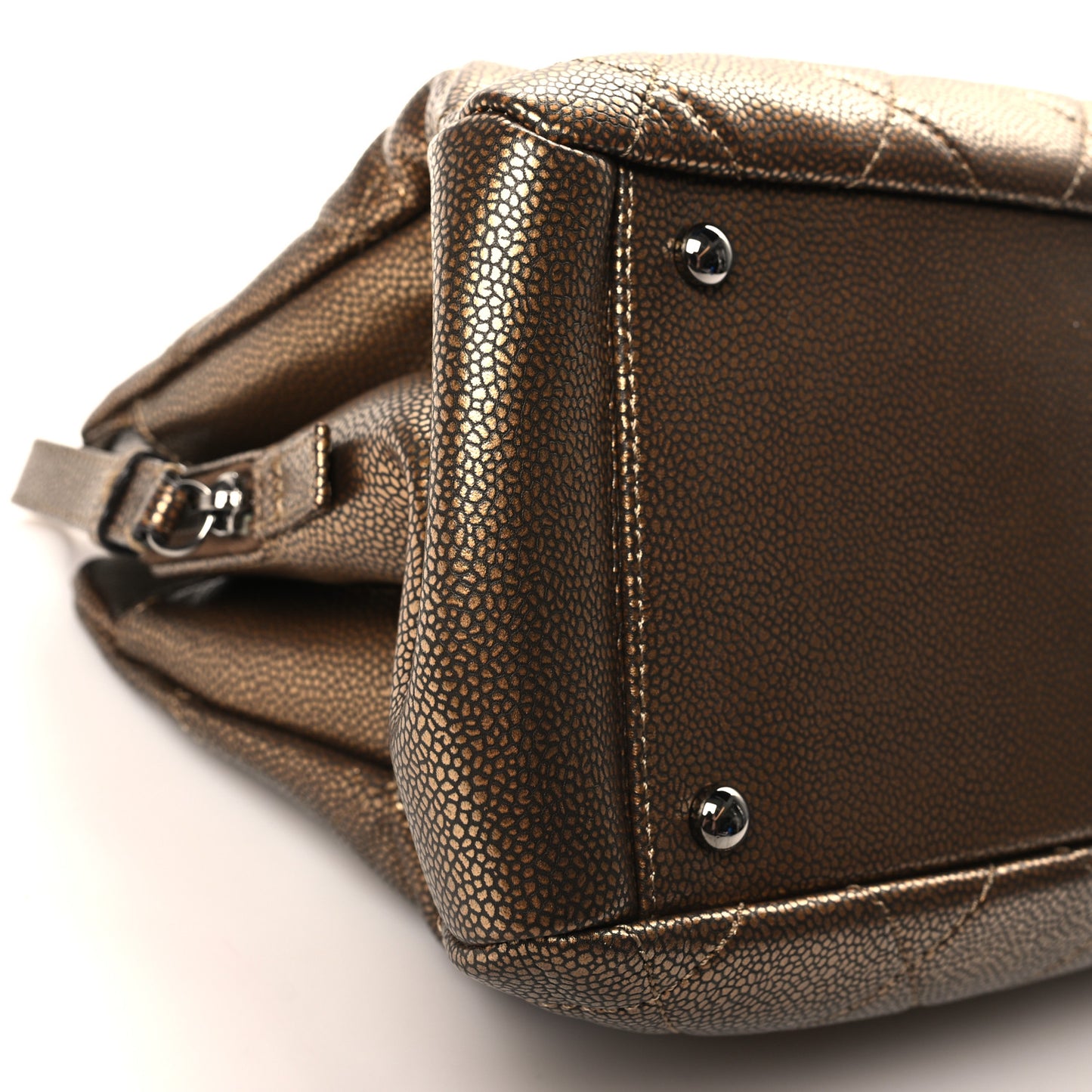 Metallic Caviar Timeless CC Shopping Tote Gold