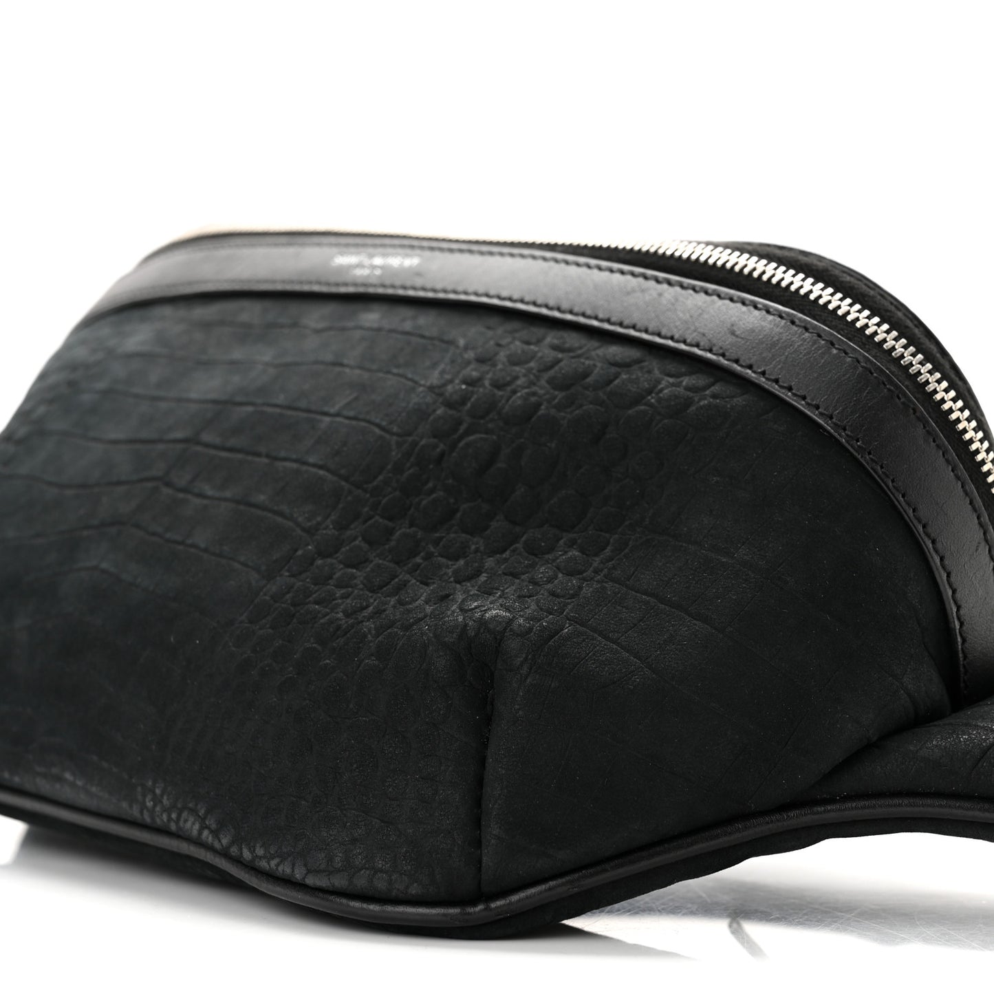 Nubuck Crocodile Embossed Classic Belt Bag Black