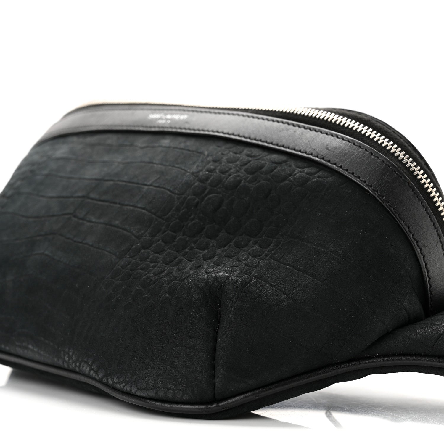 Saint Laurent Nubuck Crocodile Embossed Classic Belt Bag Black 10 of 10