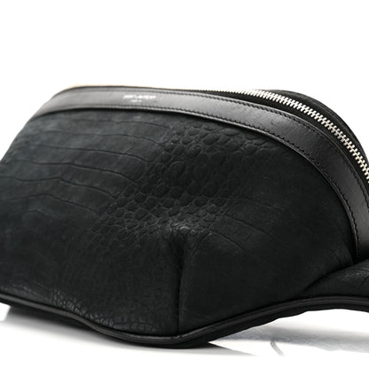 Saint Laurent Nubuck Crocodile Embossed Classic Belt Bag Black 10 of 10