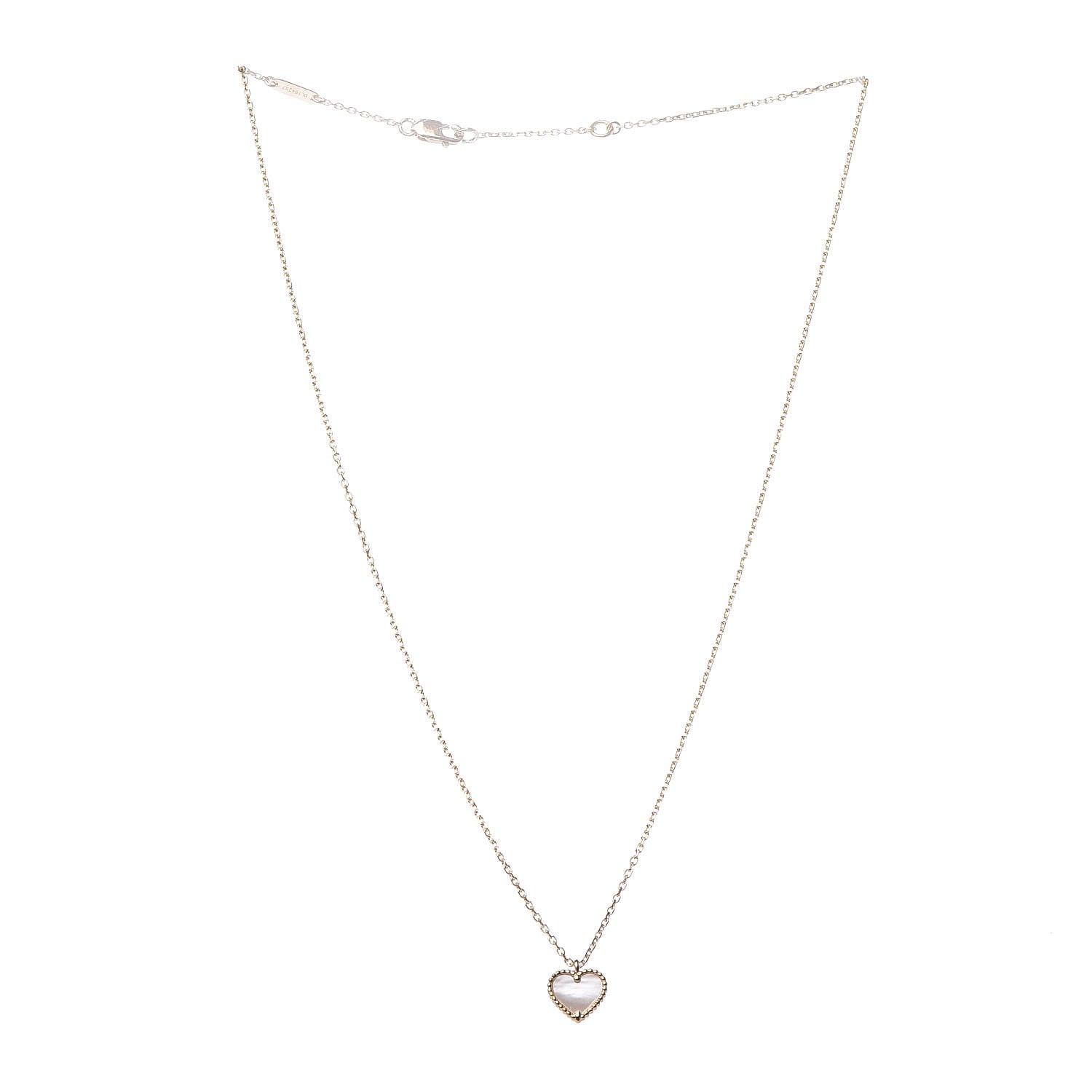 Van Cleef & Arpels 18K Yellow Gold Mother of Pearl Sweet Alhambra Heart Pendant Necklace 3 of 7