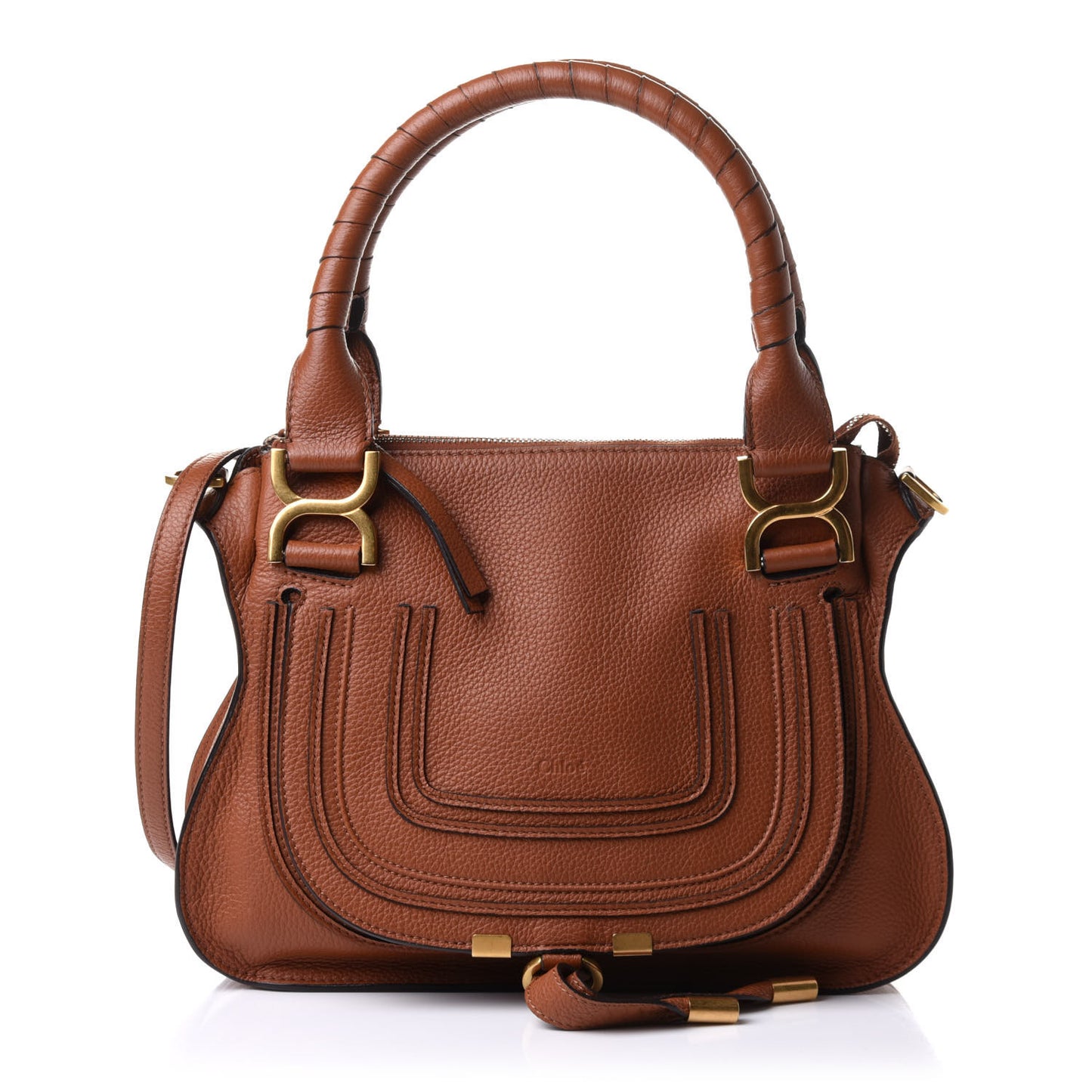 Calfskin Small Marcie Satchel Tan