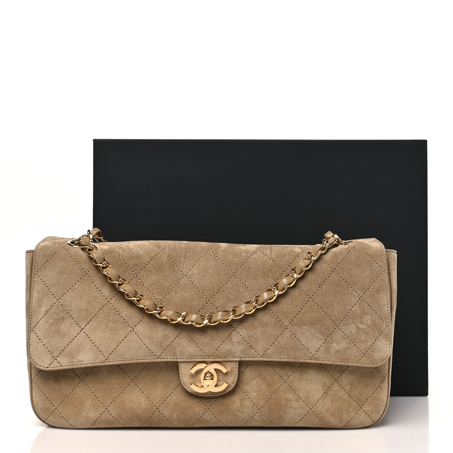 Chanel Suede Calfskin Small Souplissimo Maxi Flap Dark Beige 10 of 10