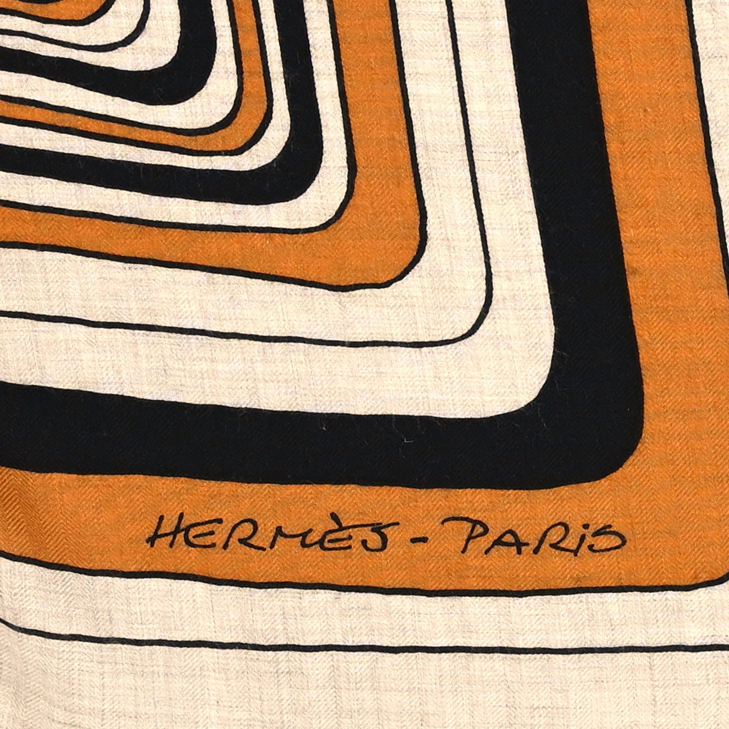 Cashmere Silk Pegase Paysage Shawl 140 Naturel Caramel Black