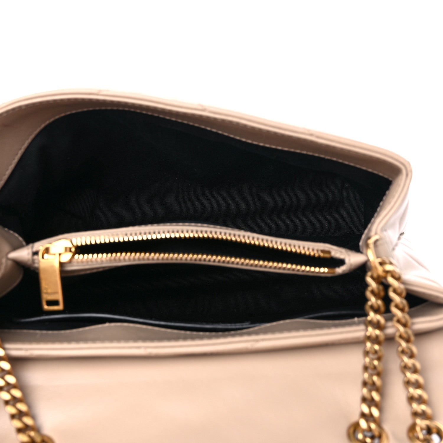 Saint Laurent Calfskin Y Quilted Monogram Small Loulou Chain Satchel Dark Beige 4 of 10