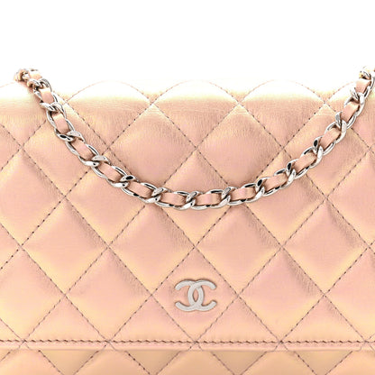 Chanel Iridescent Calfskin Quilted Wallet On Chain WOC Pink 9 of 11
