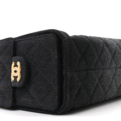 Chanel Washed Denim Quilted Mini Chanel 25 Handbag Black 9 of 11