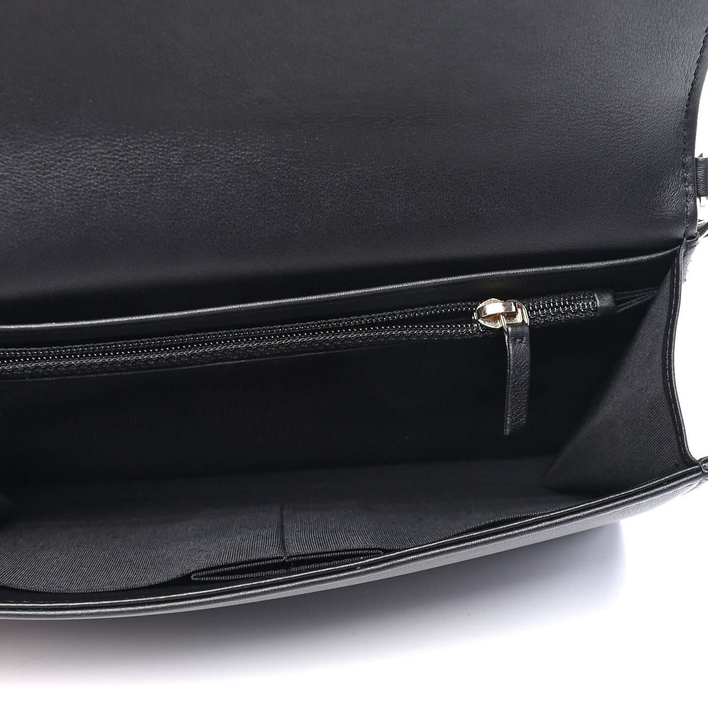 Metallic Goatskin Lambskin Boy Wallet on Chain WOC Black Gold