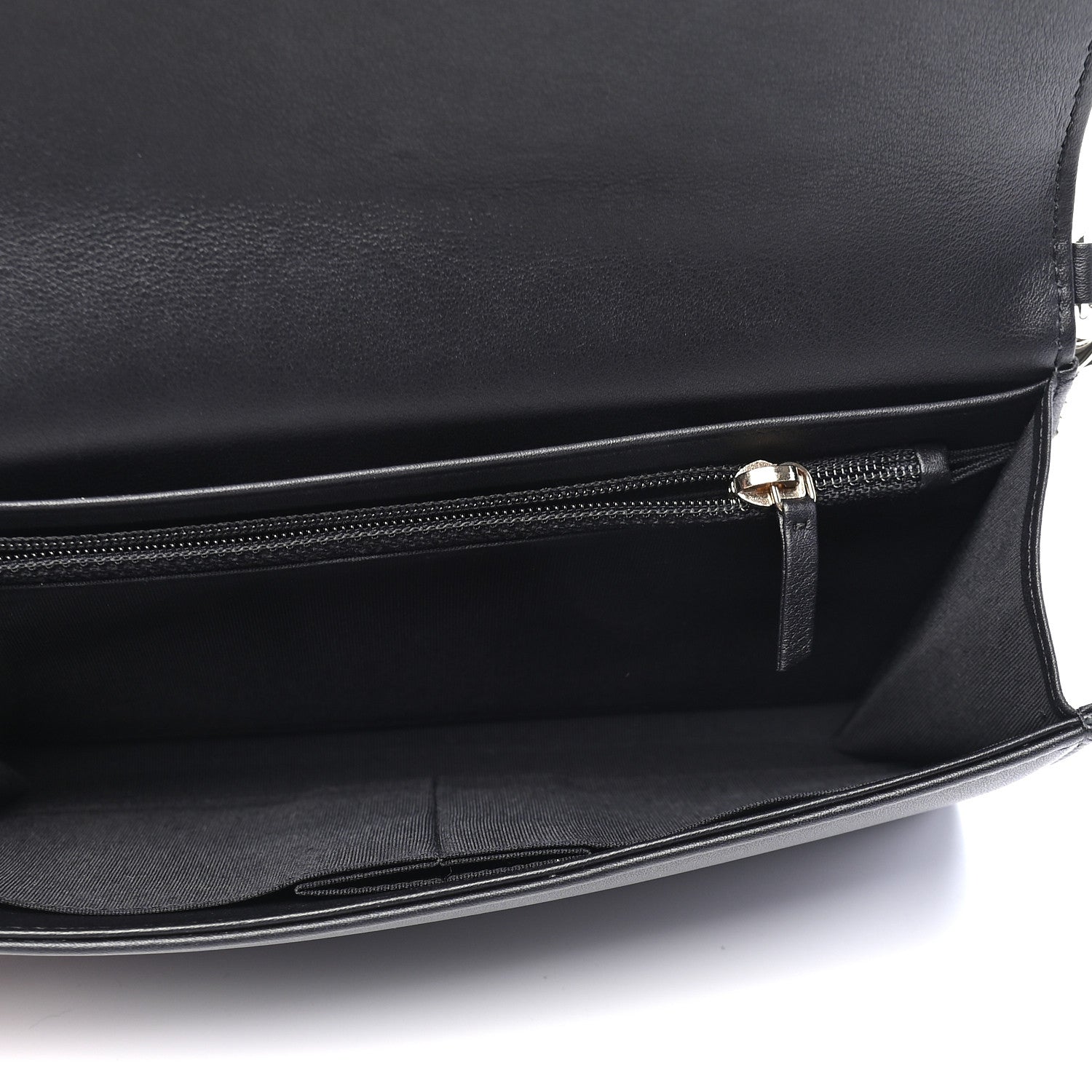 Chanel Metallic Goatskin Lambskin Boy Wallet on Chain WOC Black Gold 4 of 10