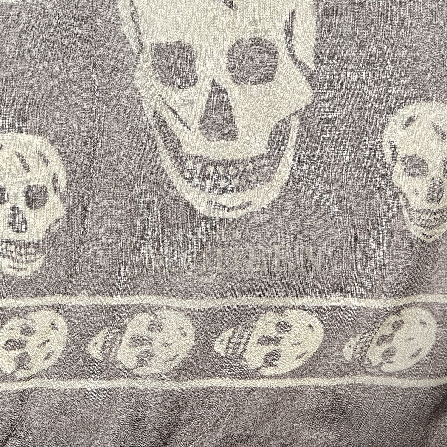 Alexander McQueen Silk Chiffon Skull Scarf Grey 4 of 4