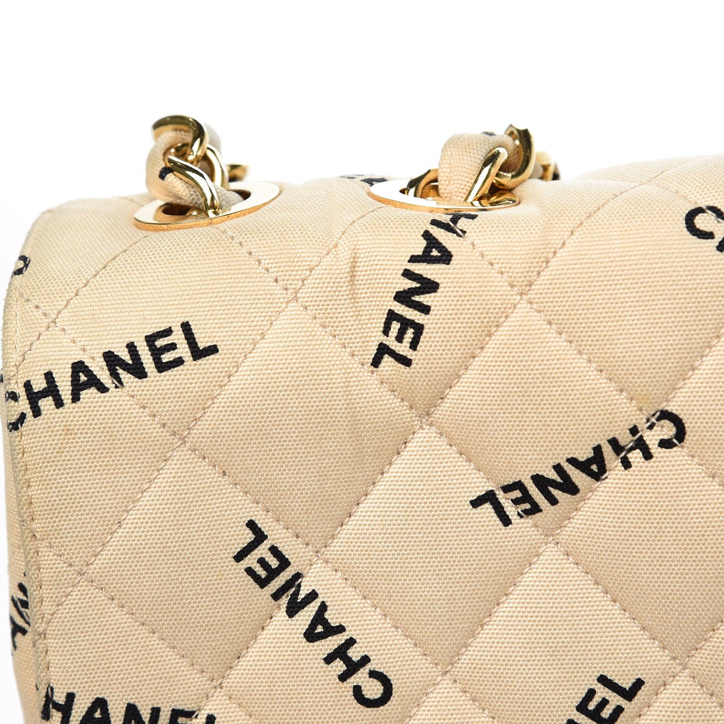 Canvas Quilted XL Jumbo Single Flap Beige