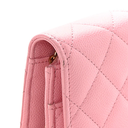 Chanel Caviar Quilted Multi Chain Wallet On Chain WOC Light Pink 16 of 16