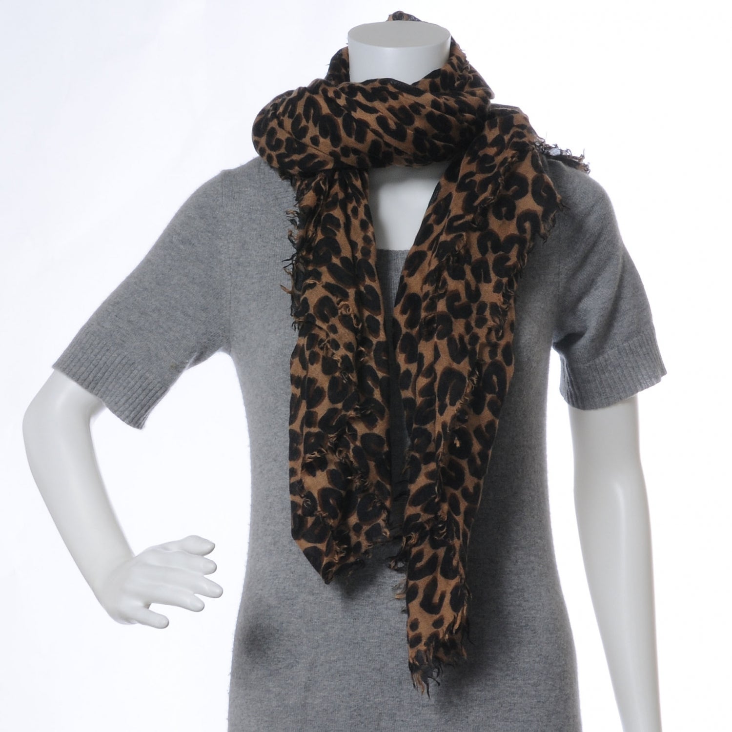 Louis Vuitton Cashmere Silk Leopard Stole Brown 3 of 4