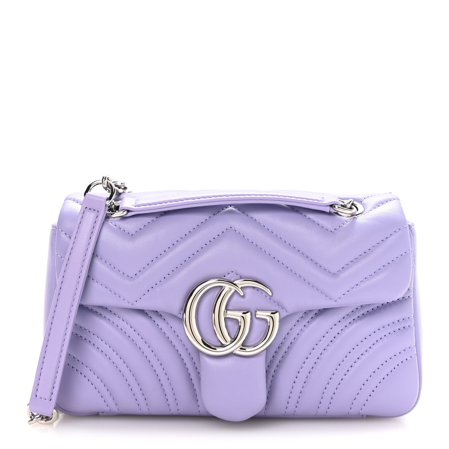 Gucci Lambskin Matelasse Small GG Marmont Shoulder Bag Lapis 1 of 10