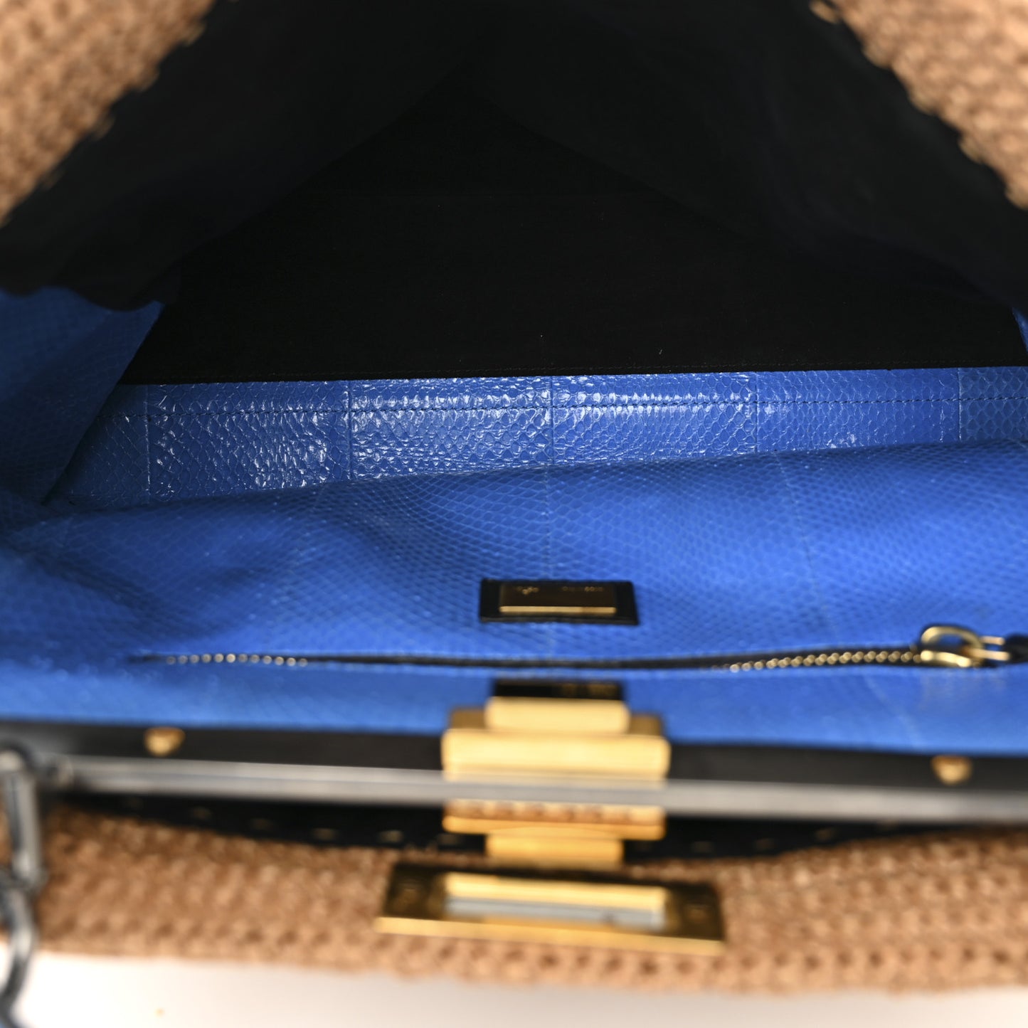 Raffia Snakeskin Large Peekaboo X-Tote Miele Bluette