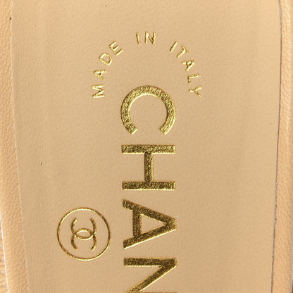 Chanel Goatskin Grosgrain Cap Toe CC Slingback Pumps 39.5 Beige Black 8 of 8