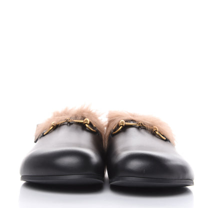 Gucci Calfskin Fur Mens Horsebit River Slingback Slippers 8 Black 2 of 9