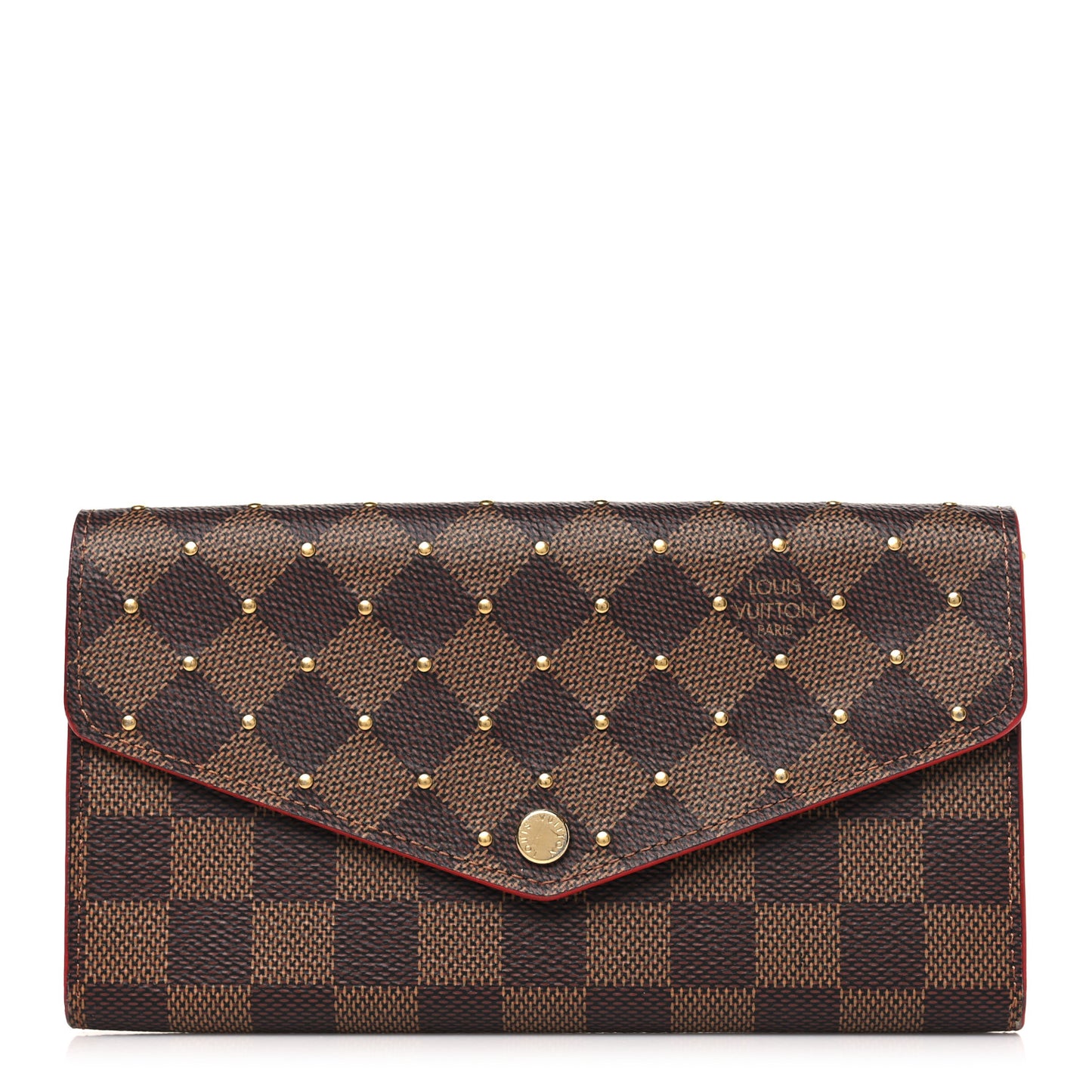 Damier Ebene Studded Sarah Wallet NM Cherry