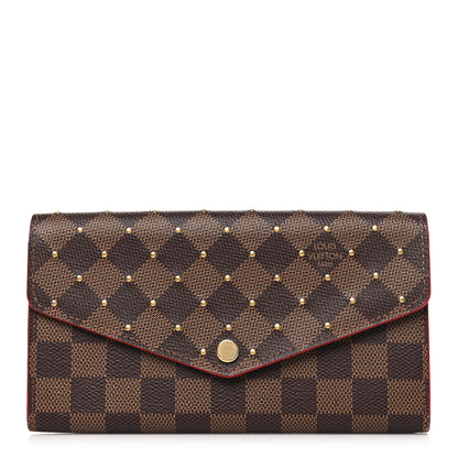 Louis Vuitton Damier Ebene Studded Sarah Wallet NM Cherry 1 of 7