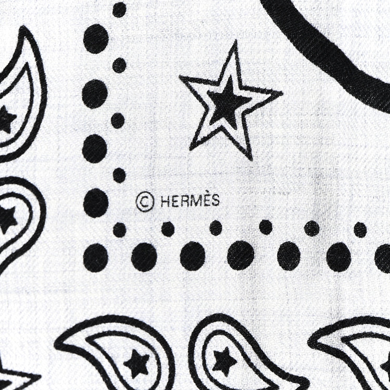 Hermes Cashmere Silk Les Cles Bandana Shawl 140 Gris Chine Black 4 of 4