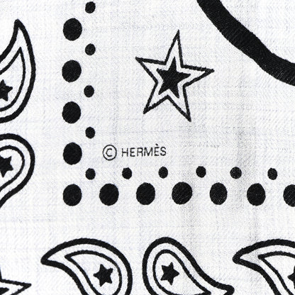 Hermes Cashmere Silk Les Cles Bandana Shawl 140 Gris Chine Black 4 of 4