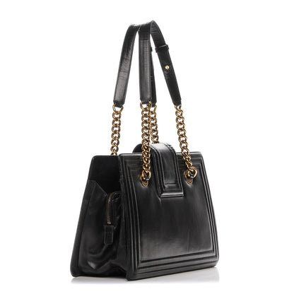 Chanel Glazed Calfskin Boy Tote Black 3 of 10