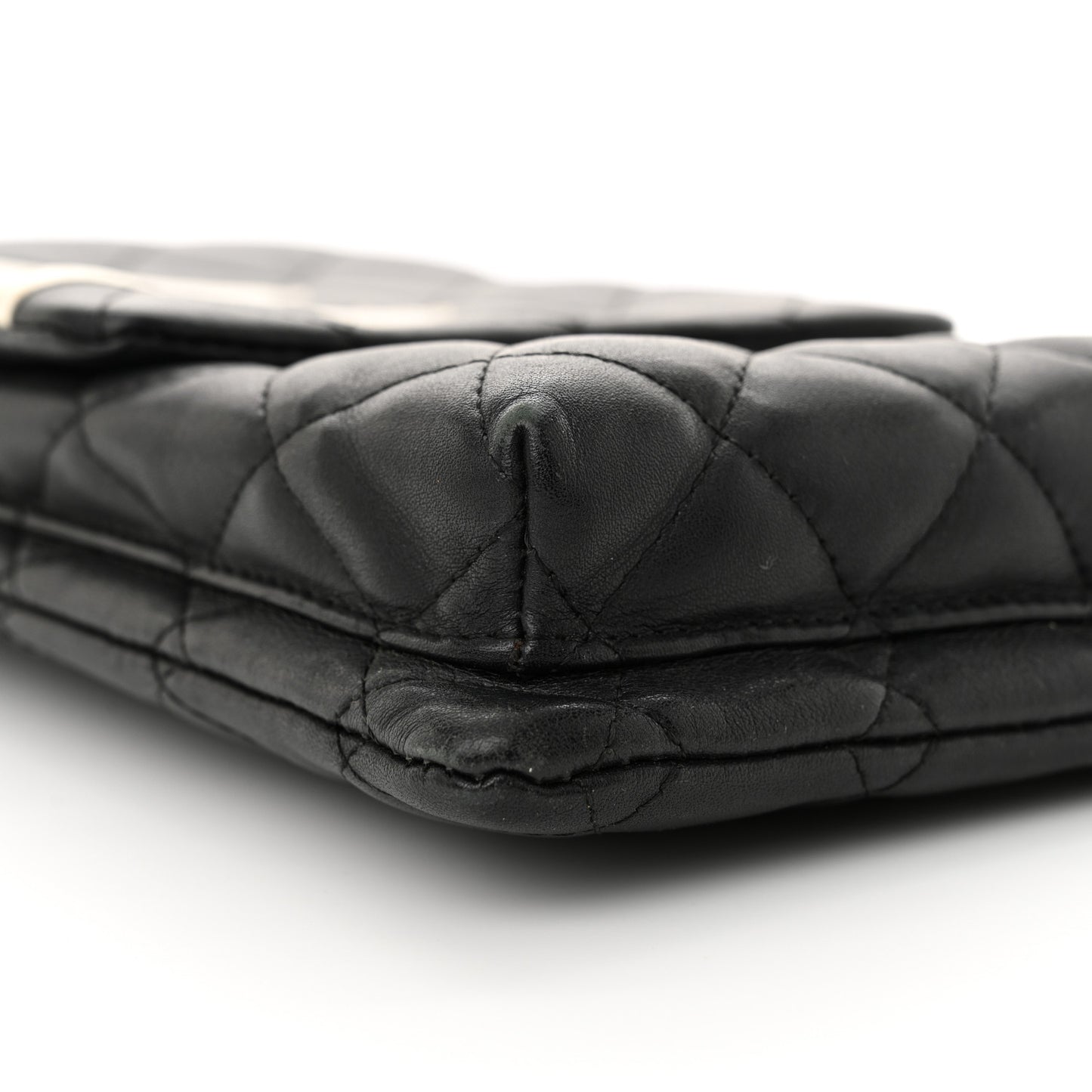 Calfskin Quilted Cambon Crossbody Messenger Black White
