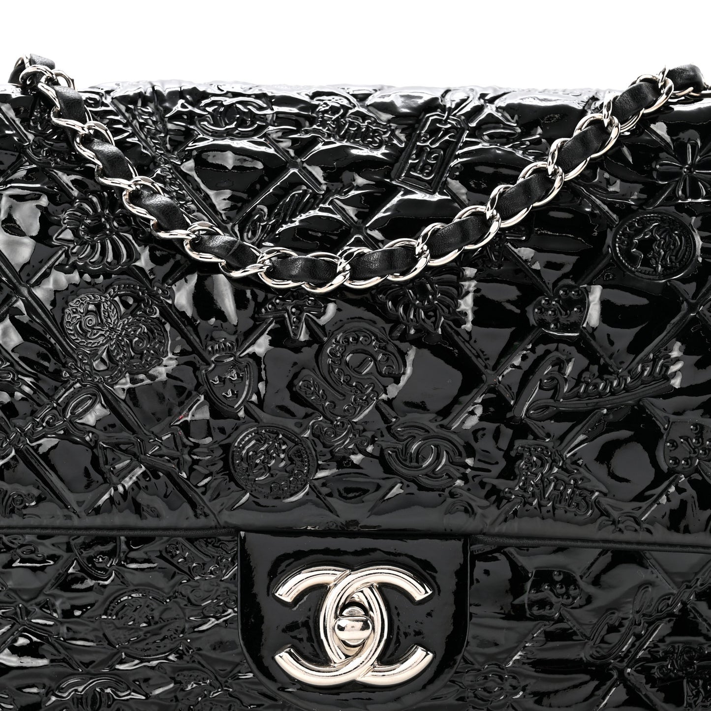 Patent Large Lucky Symbols Flap Black