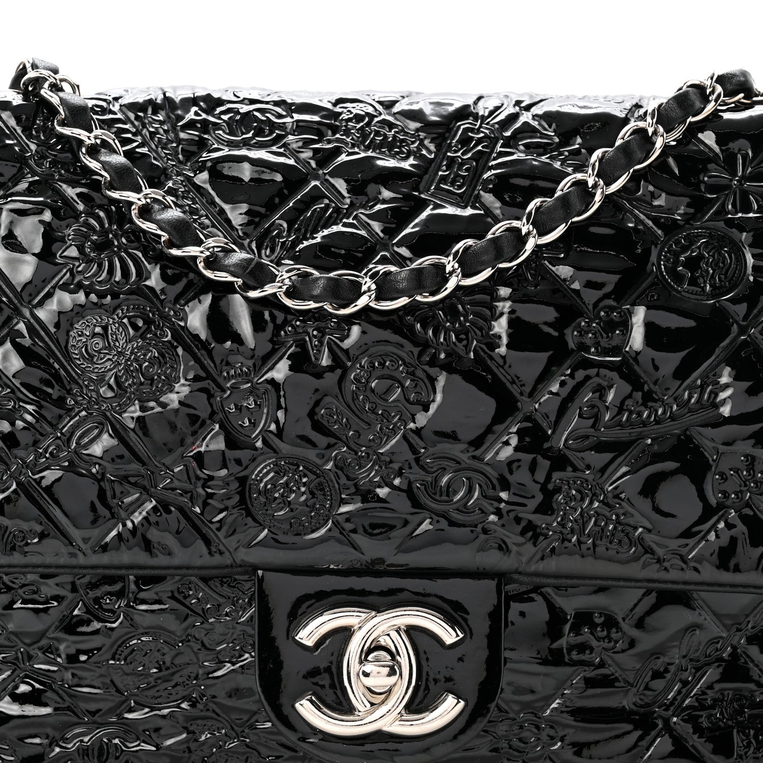 Chanel Patent Large Lucky Symbols Flap Black 8 of 10
