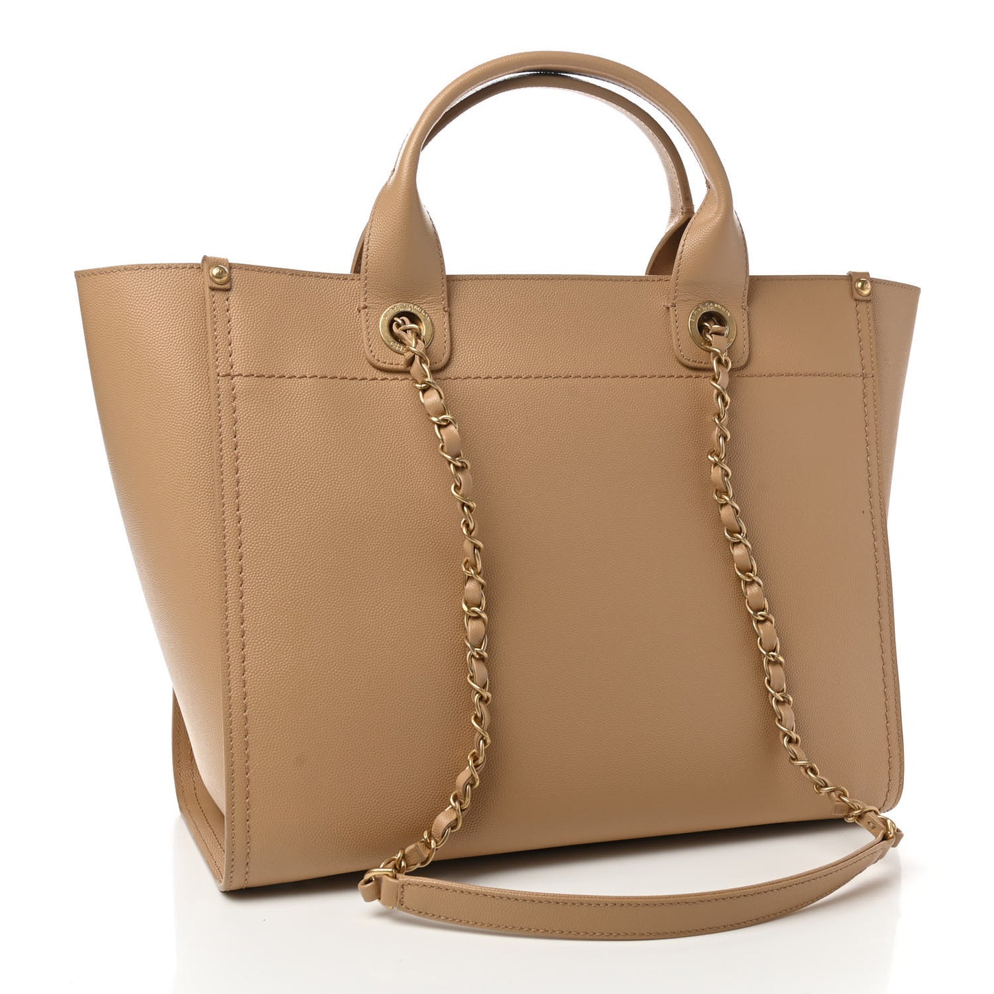 Caviar Small Studded Deauville Tote Beige